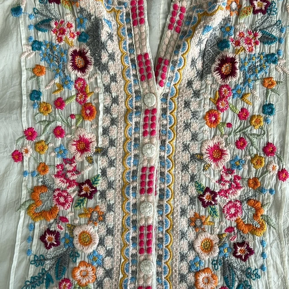 Johnny Was Sarabeth Georgette Embroidered Tunic - Picture 6 of 9
